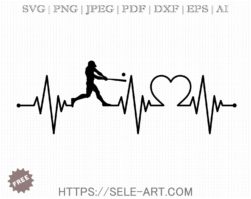 Free Heartbeat Baseball SVG