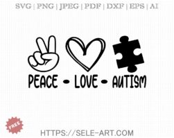 Free Peace Love Autism SVG