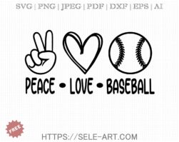 Free Peace Love Baseball SVG