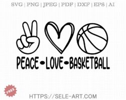 Free Peace Love Basketball SVG
