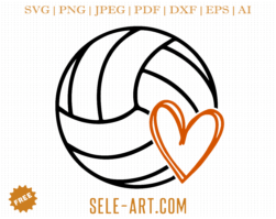 Free Volleyball with Heart SVG