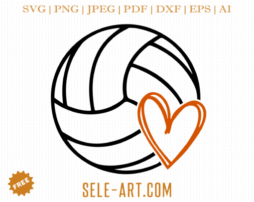 Free Volleyball with Heart SVG - Free Svg with SeleART