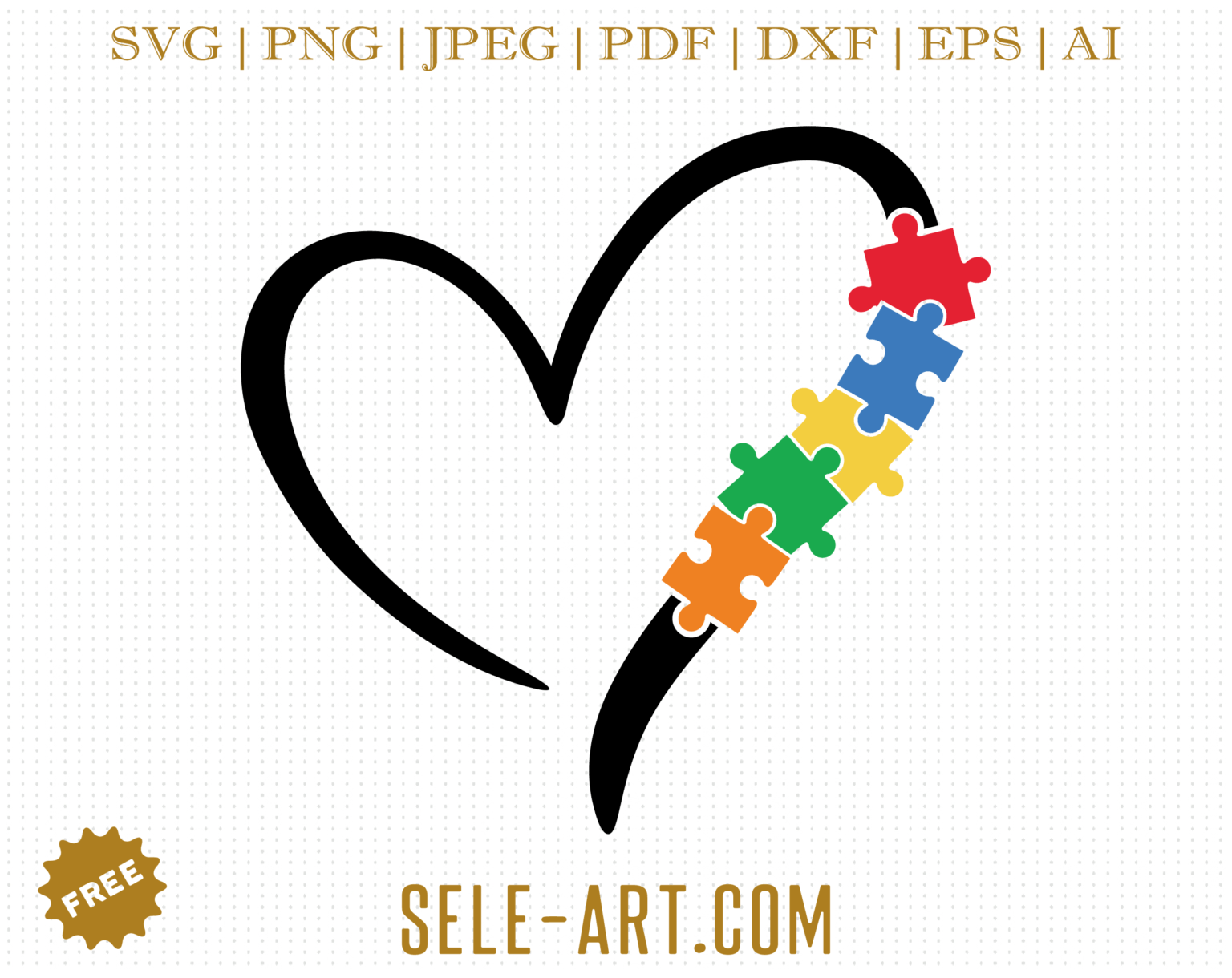 Free Heart with Puzzle Pieces SVG - Free Svg with SeleART