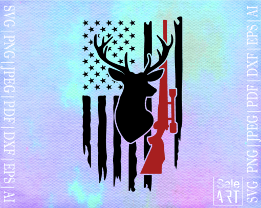Free Deer Hunt Flag SVG