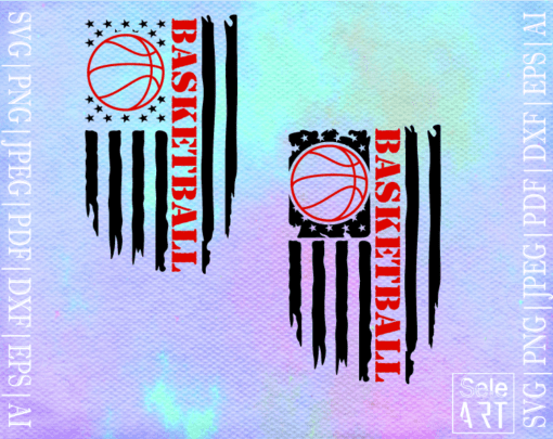 Free Distressed USA basketball flag SVG