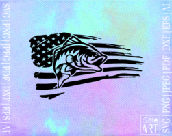 Free Fishing Distressed American USA Flag SVG