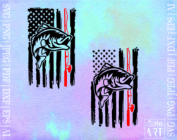 Free Fishing Distressed American USA Flag SVG