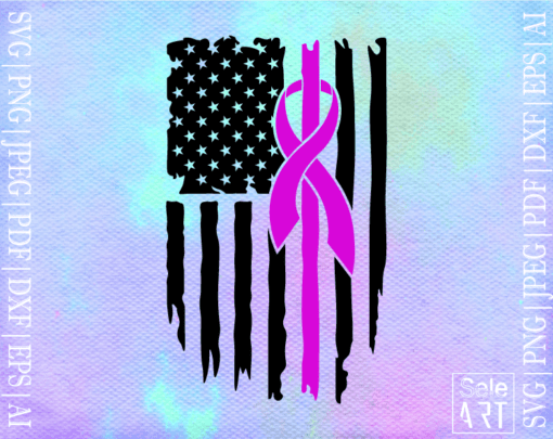 Free Pink Ribbon USA Flag svg