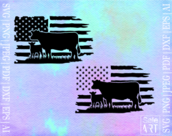 Free Cow & Calf Flag SVG