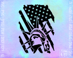 Free American Flag Statue of Liberty Svg