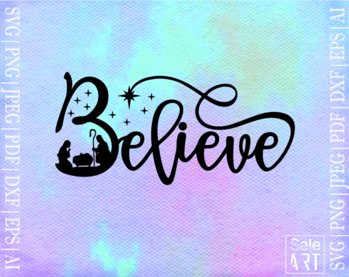 Free Believe Nativity Scene Svg