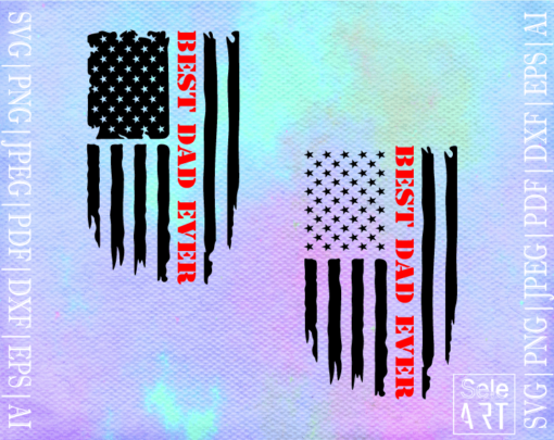 Free Best Dad Ever Distressed USA Flag Svg