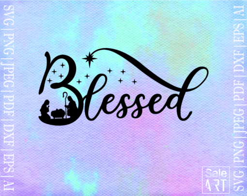 Free Blessed With Nativity Scene SVG