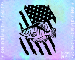 Free Distressed USA Flag Crappie SVG