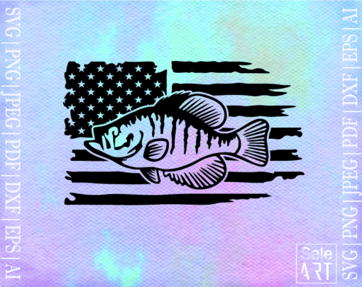 Free Distressed USA Flag Crappie SVG