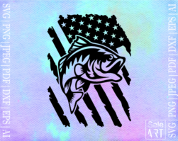 Fishing Distressed American USA Flag SVG