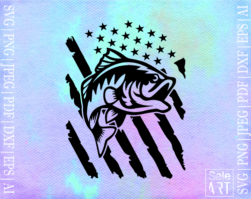 Fishing Distressed American USA Flag SVG