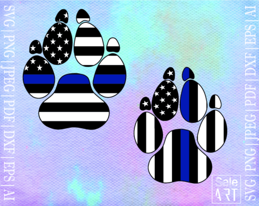 K-9 American Flag Thin Blue Line SVG