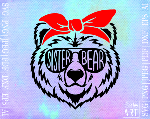 Sister Bear with Sunglasses Svg