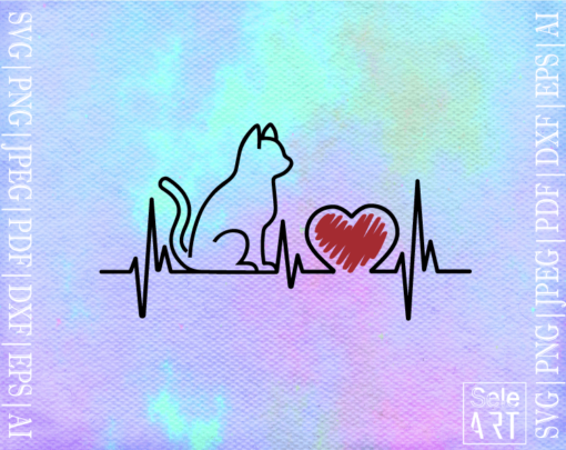 Free Cat EKG Svg