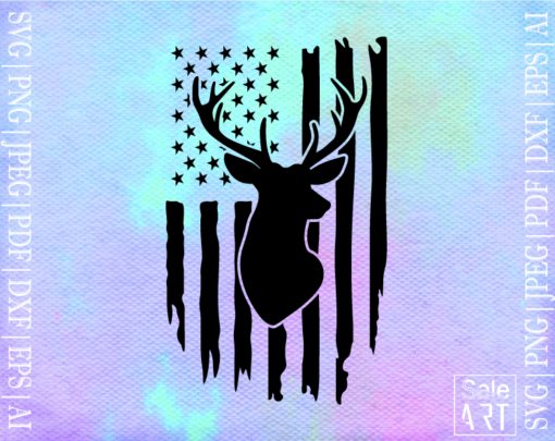 Deer Distressed Flag SVG