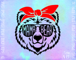 Free Mama Bear Face Bandana SVG