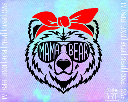 Free Mama Bear Face Bandana SVG - Free Svg with SeleART