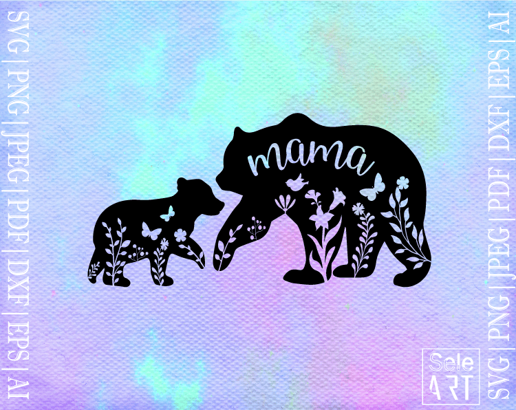 Mama Bear Svg, Mommy Theme, Bear Family PNG, Mothers Day Dxf
