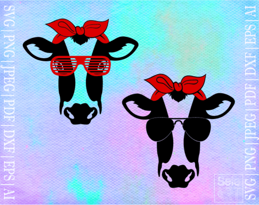 Free Bandana Cow Sunglasses SVG