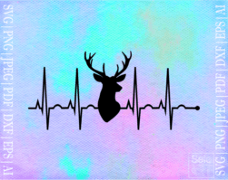 FREE Deer head EKG SVG