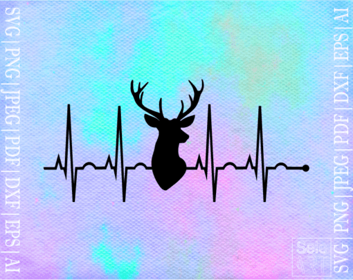 FREE Deer head EKG SVG