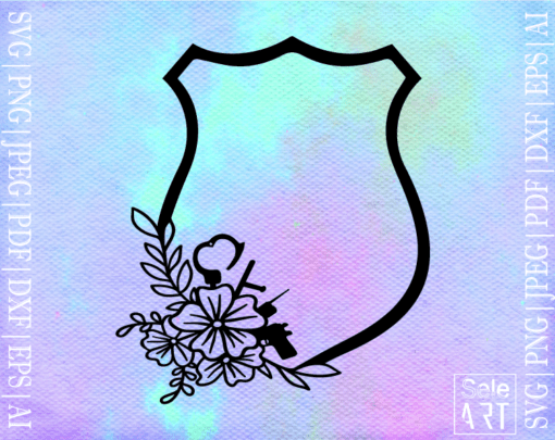 Free Floral Police Badge SVG