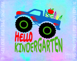 FREE Hello Kindergarten Monster Truck SVG