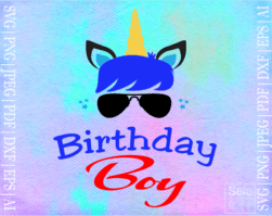 Free birthday boy unicorn SVG