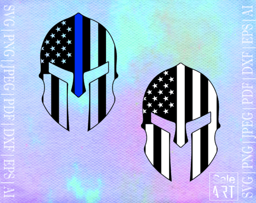 Thin Blue Line Spartan Helmet