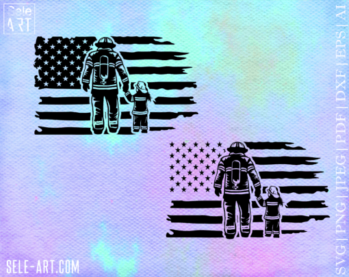 Fire Fighter Dad SVG, Firefighter svg, Fireman svg, Dad Life svg, Dad and Daughter svg, American Flag svg, Dad and Son svg, Cricut Files