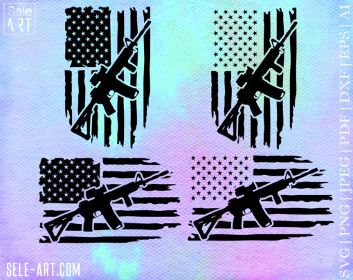 FREE Gun Flag SVG, Rifle flag svg, Guns svg, Flag gun svg, patriot, Distressed flag svg, Military svg - Printable, Cricut & Silhouette