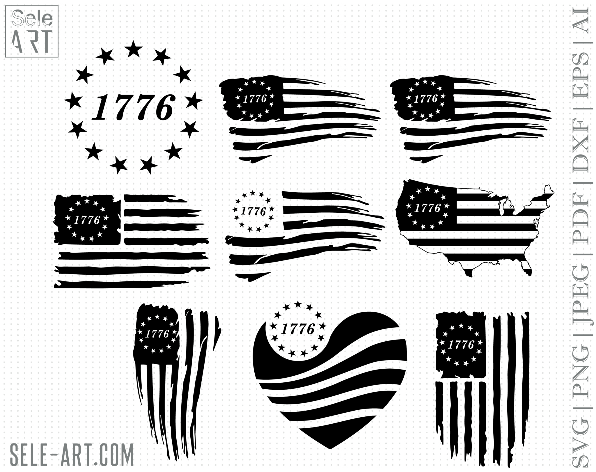 FREE Distressed 1776 Flag Svg - Free Svg with SeleART