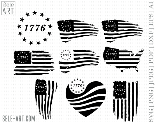 1776 Flag SVG, US Flag SVG, Black Red Blue American Flag svg, 2nd Amendment, Let Freedom Ring, Independence Day, 1776 Stars Svg, Cut file