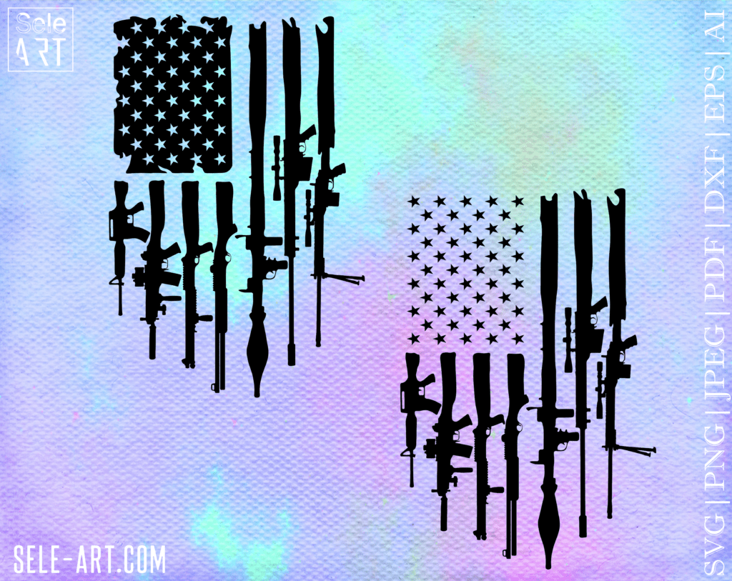 FREE American Gun Flag SVG - Free Svg with SeleART