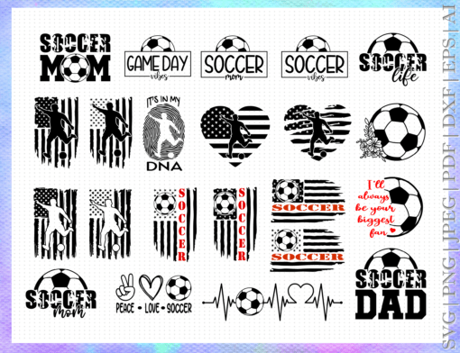 Soccer Mom Svg Bundle, Soccer Svg, Soccer Shirt Svg, Soccer Mom Life Svg, Soccer Svg Designs, Supportive Mom Svg, Sports, Cut File Cricut