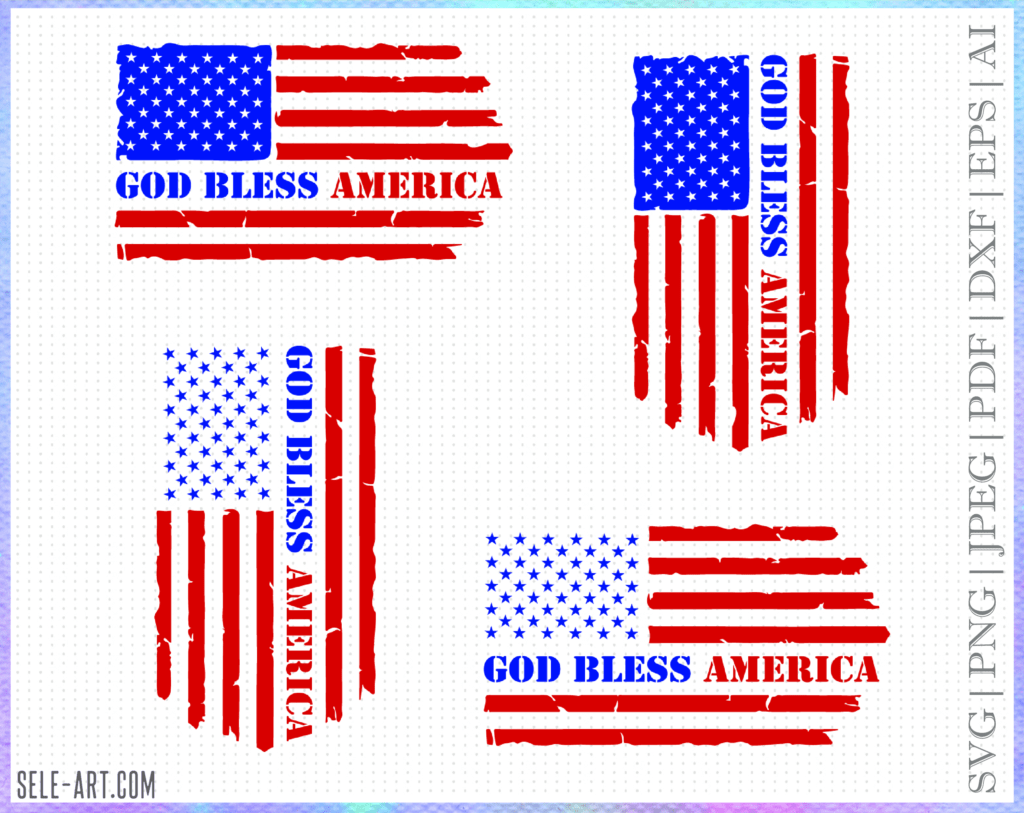 God Bless America svg, American Flag svg, Flag svg, Flag dxf, Patriotic svg, 4th of July svg, plasma, laser, cnc, god bless america flag svg