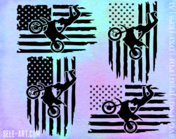 Motocross Rider Svg, Distressed American Flag, Motorcycle, Motorbike. Vector Cut file Cricut, Silhouette, Pdf Png Eps Dxf, Decal, Sticker.