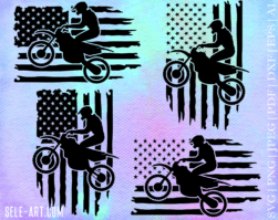 Motocross Rider Svg, Distressed American Flag, Motorcycle, Motorbike. Vector Cut file Cricut, Silhouette, Pdf Png Eps Dxf, Decal, Sticker.