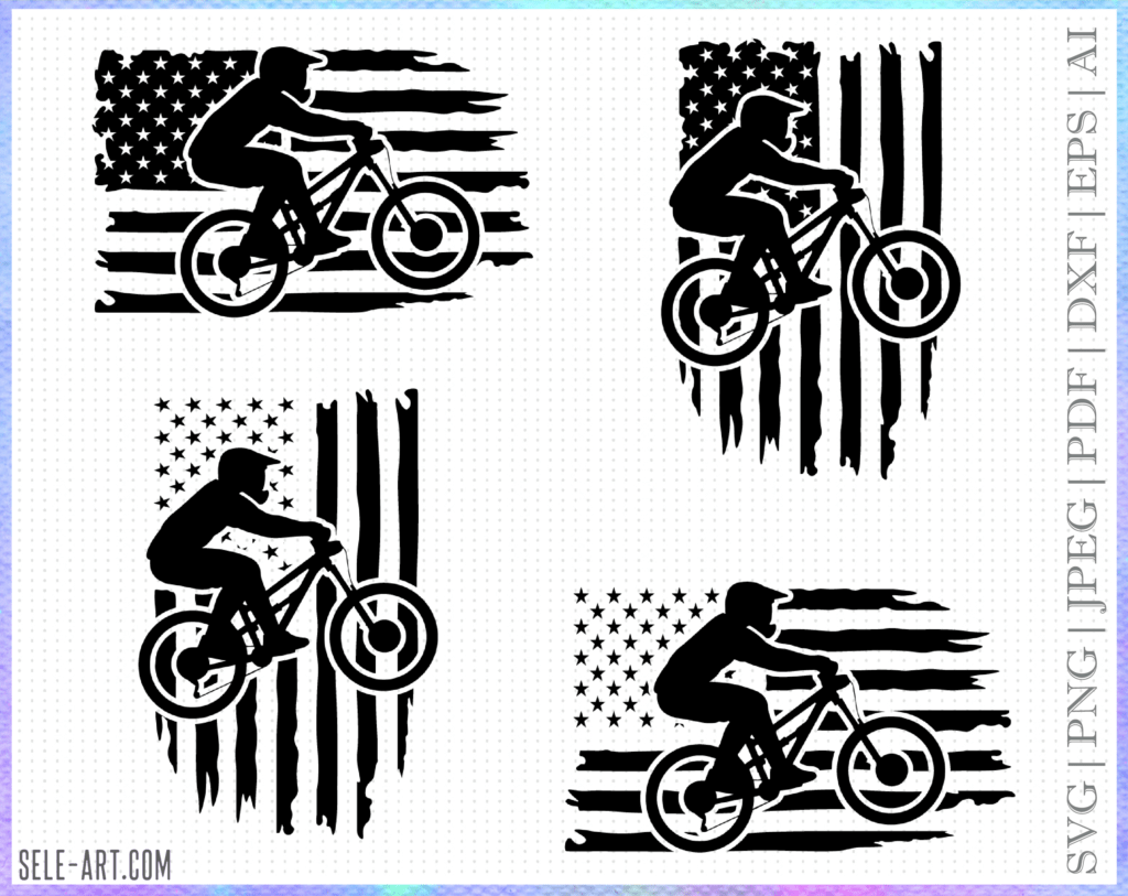 Mountain Bike Svg, Cycling Svg, Outdoor Svg, Forest Svg, American Flag Svg, United States Svg, US Flag Svg