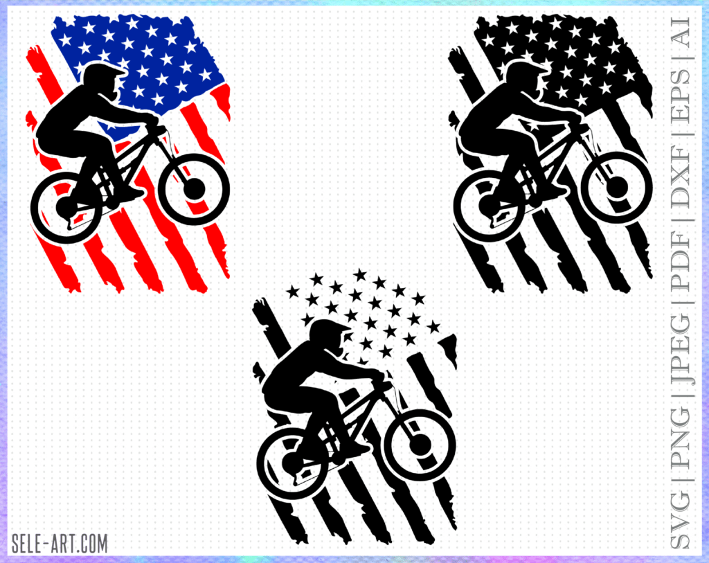 Mountain Bike Svg, Cycling Svg, Outdoor Svg, Forest Svg, American Flag Svg, United States Svg, US Flag Svg