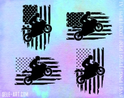 Motorcycle Flag SVG File, Sport Bike Clipart, Cut File For Cricut And Silhouette, Flag Vector Image, American Flag Stencil, Bike Clip Art